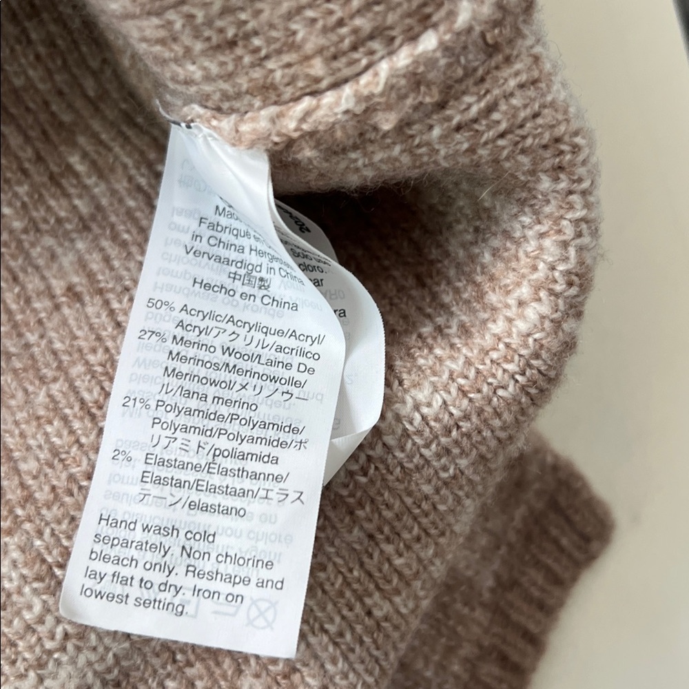 Madewell Windowpane Neutral Checkerboard Turtleneck Merino Blend Wool Sweater S - Picture 5 of 5